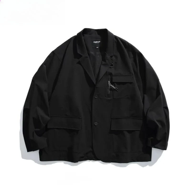Blazer Spring Autumn New Man Japanese Safari Style Multi-Pocket Oversized Vintage Trendy Niche Chic Casual Suit Coat