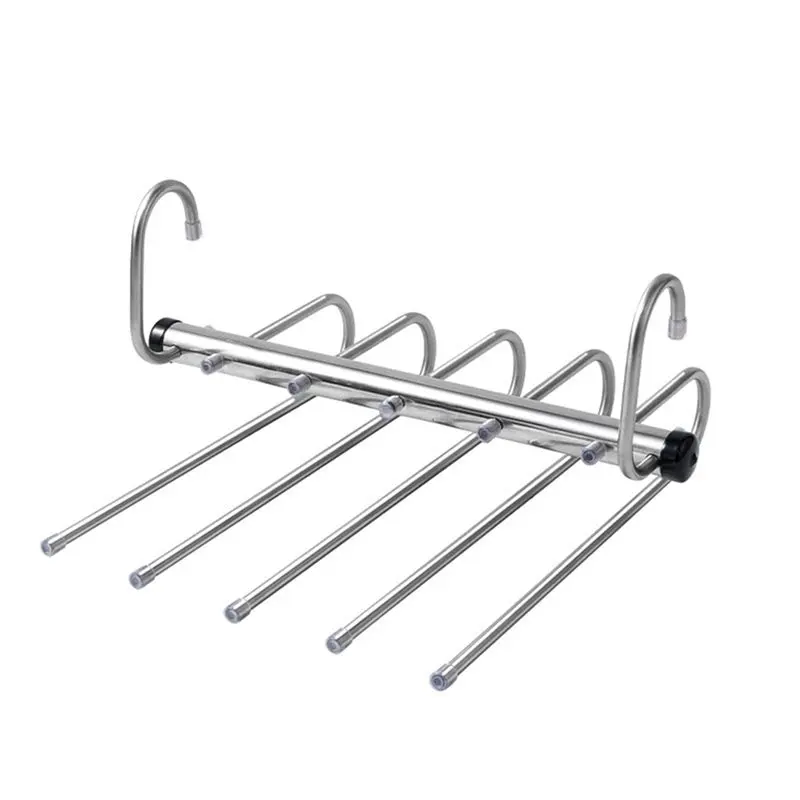 EYFL-3X 5 Layers Folding Pants Hangers Stainless Steel Space Saving Clothes Rack Organizer For Wardrobe Jeans Trousers Scarf view 4