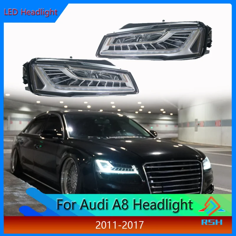 For Audi A8 Headlight Assembly 2011-2017 Models Modified With High-End LED Matrix Daytime Running Lights Sequential Turn Signal