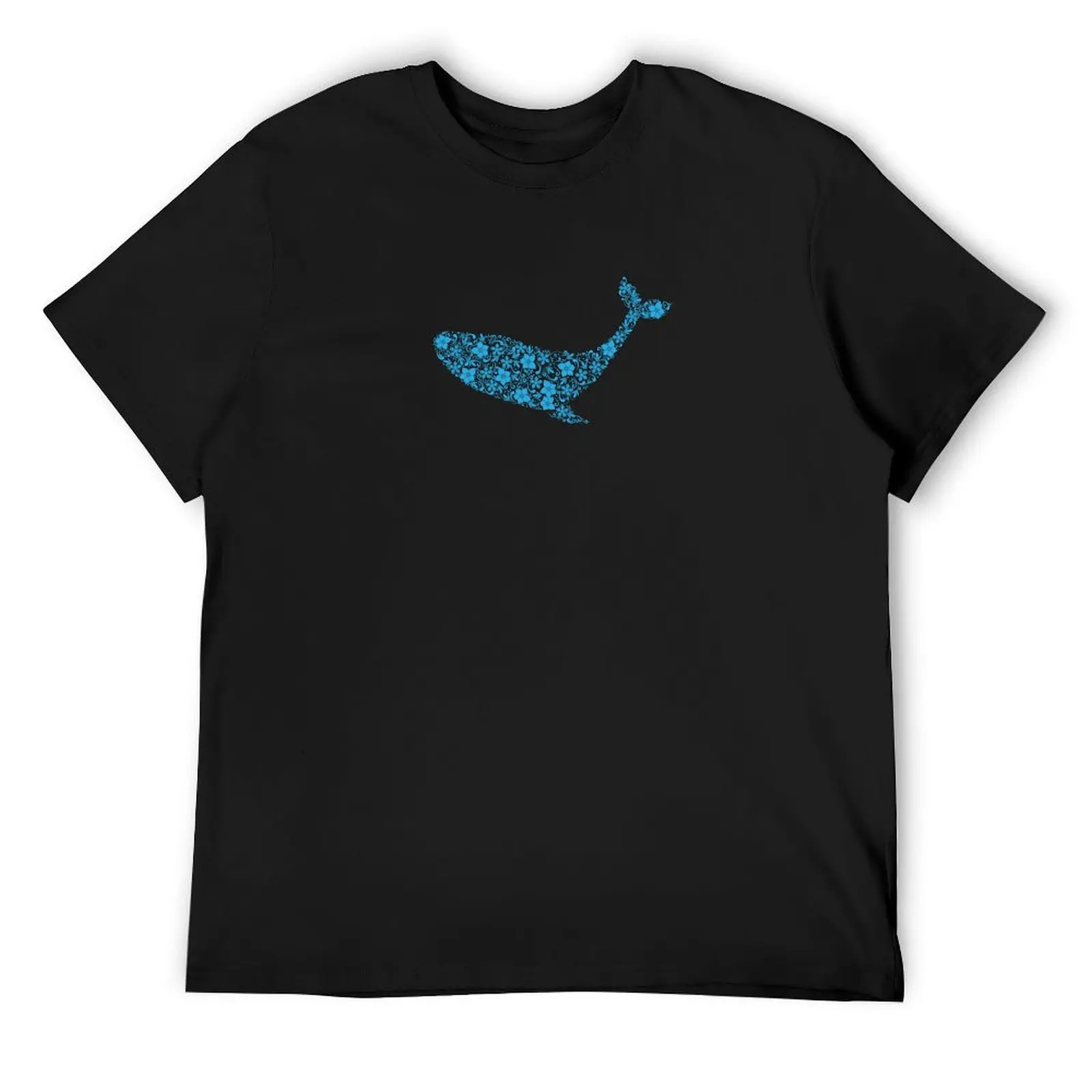 Silhouette of whale with floral ornament T-Shirt vintage anime shirt street wear man t shirt summer clothes Men's clothing