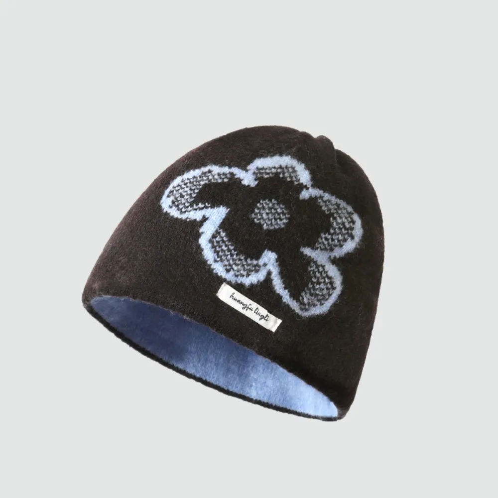 

Симпатичная жаккардовая вязаная шапка с цветочным принтом, теплая шерстяная шапка в стиле ярмарка, винтажная корейская шапка для защиты ушей, уличная шапка