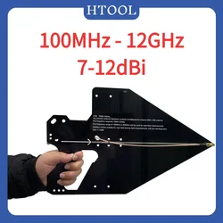 HTOOL-antena periódica de registro HT8 100MHz-12GHz para analizador de espectro, ganancia de 12dBi,50Ω, banda ancha, adecuada para prueba de fuerza de campo/EMC