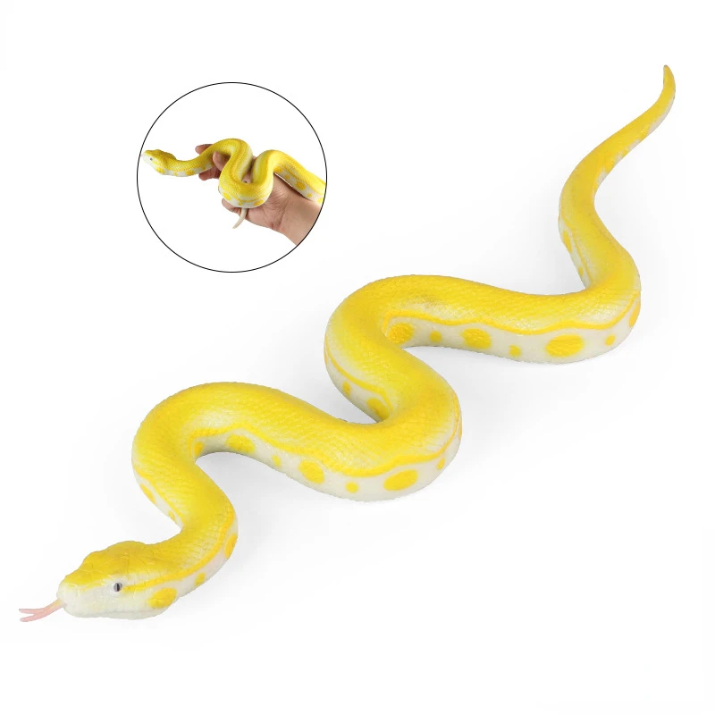 OozDec Golden Python TPR Soft Rubber Snake Hood-snake Rattlesnake  Animal Model Halloween Trick Toy, All Saints' Day Toy