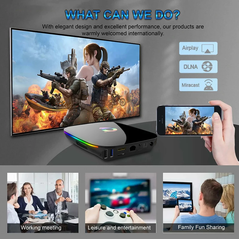 Q Plus Smart TV Box 2.4G WiFi 6K Display Android 10 3D Support Streaming Media Player Set Top Box