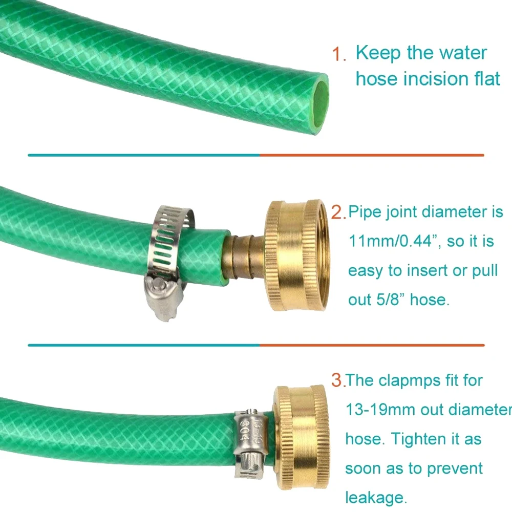 Gartenarbeit 5 Sätze Messing Zoll Gartens ch lauch Mender Reparatur Stecker Buchse mit rostfreien Klemmen