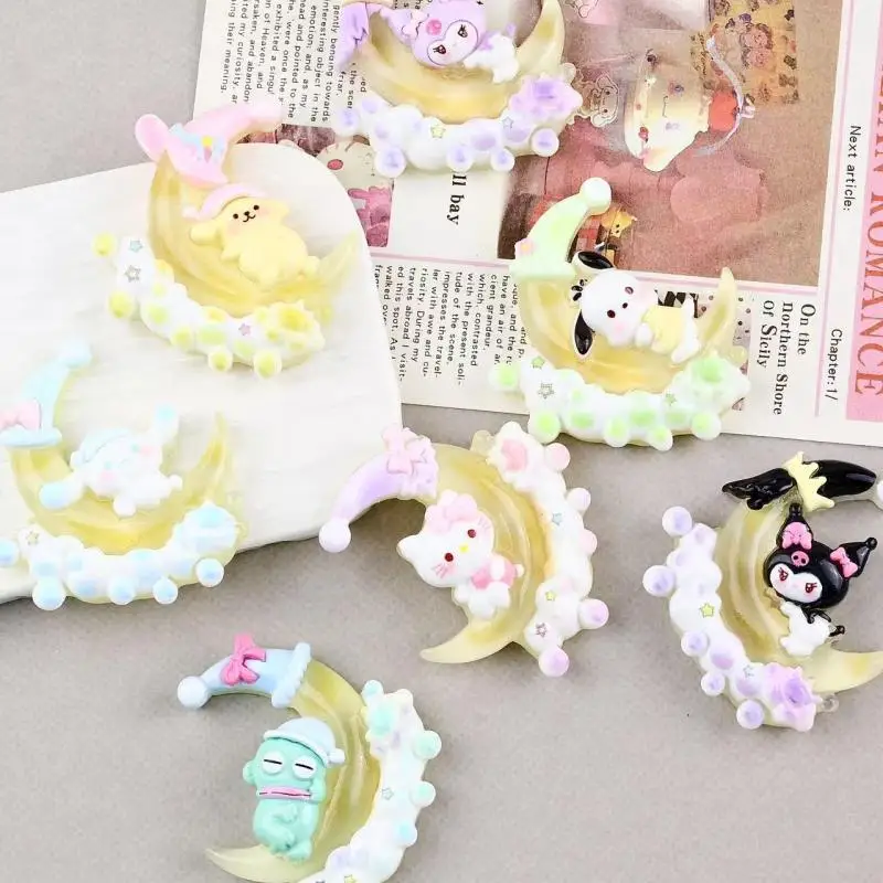 

Noctilucent Moon Sanrio Family Melody Hangyodon Cartoon Diy Resin Accessories Refrigerator Magnet Handmade Phone Case Decoration