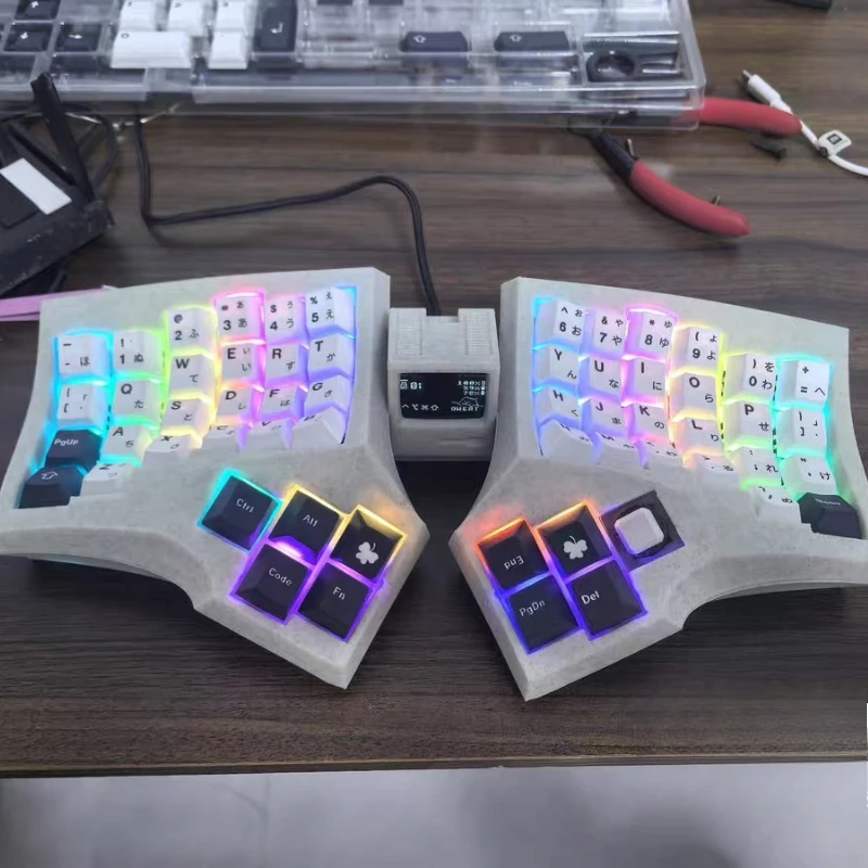 

Проводная изогнутая клавиатура Cygnus, индивидуальная двухрежимная фуражка с возможностью горячей замены, 4x6, разделенная эргономичная клавиатура для игровой механической клавиатуры, подарок