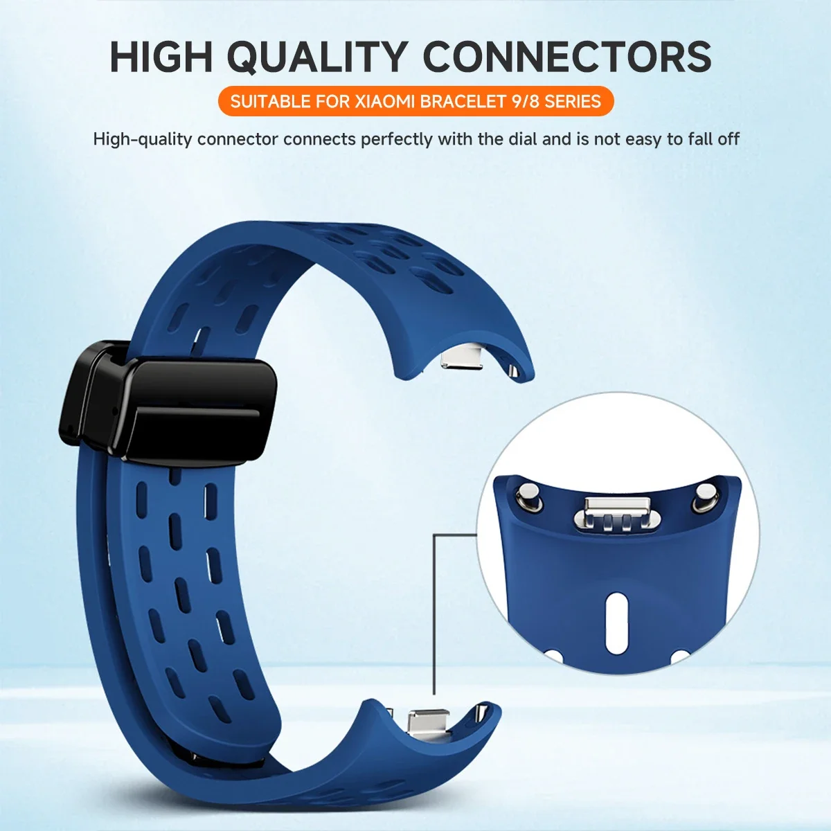HEISS: Für Xiaomi Band 8 9 Silikon-Uhrenarmband, Magnetisches Atmungsaktives Smartwatch-Ersatzarmband für Xiaomi MiBand 10 – Detail 7