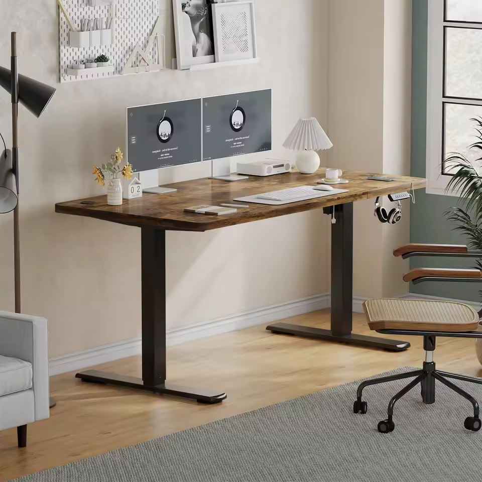 Escritorio Homall de altura ajustable con toma USB, 120×60 cm, escritorio para computadora, mesa ergonómica para oficina en casa