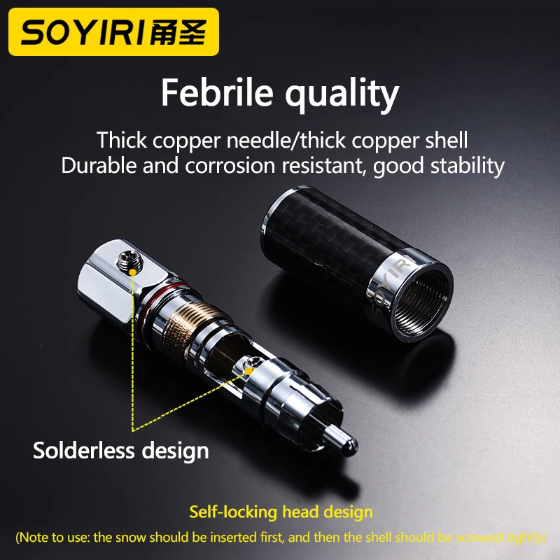 SOYIRI solderless lotus jack rca plug blossom self-locking audio plug mixer amplifier audio connection plug