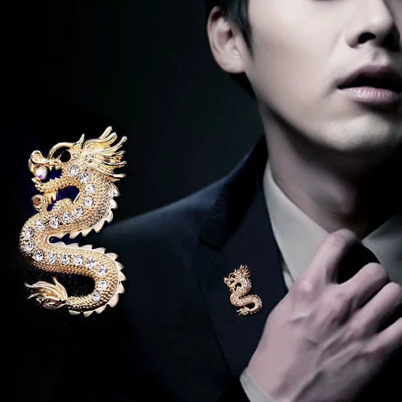 Unique Zodiac Dragon Brooch Retro Creative Pin Punk Cool Jewelry Accessories Birthday Party Festival Gifts Souvenirs Trend