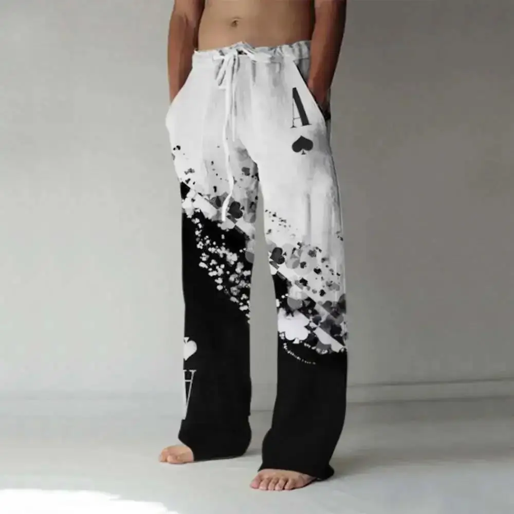 Men's Stars And Stripes Printed Straight Wide Leg Pants, Hipster Fashion Streetwear Jogger Sweatpants For Patriotic Casual Style