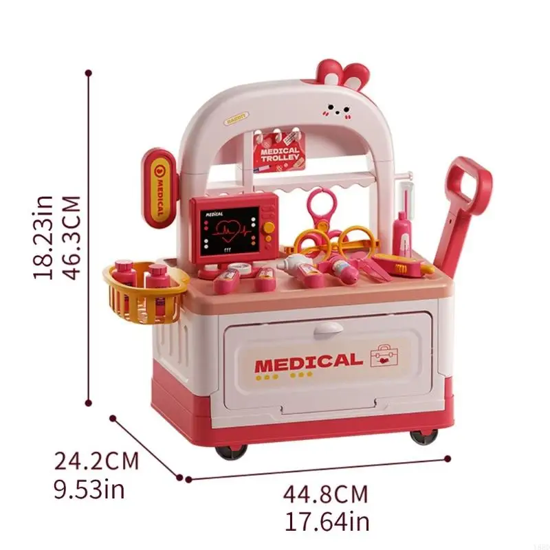 Y88D Pretend Play Doctor Medicals Cart Toy Realistic Medicals Tool Set For Children