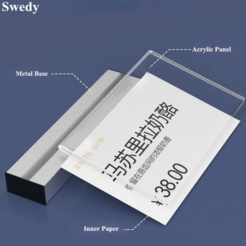 5 Pieces 55x90mm Desktop Table Mini Clear Acrylic Sign Display Holder Price Name Card Tag Label Stand Metal Sign Holder Stand