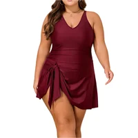 Solid Plus Size Drees Swimwear Women Strapped Large Dress One Piece Swimsuit Brazilian Chubby Big Bathing Suit Beachwear
