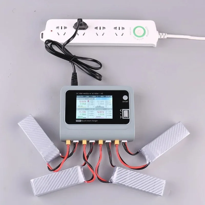 ToolkitRC Q4AC Balance Charger 1-4S Crossing Machine Lithium Battery Charging AC100W Four Simultaneous Outputs