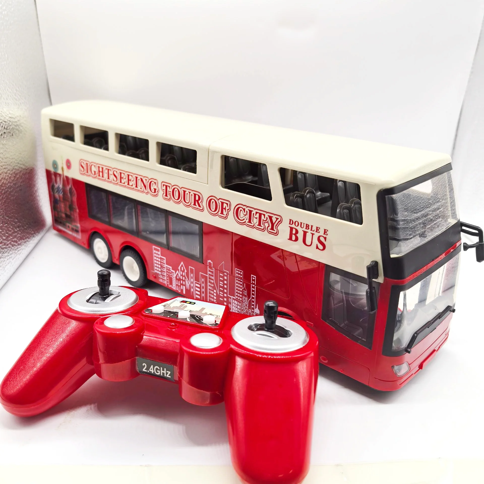 RC 1/14 Double Layer Alloy Travel Bus Double Layer Travel Bus Single Key With Light Door Opening DIY Parts