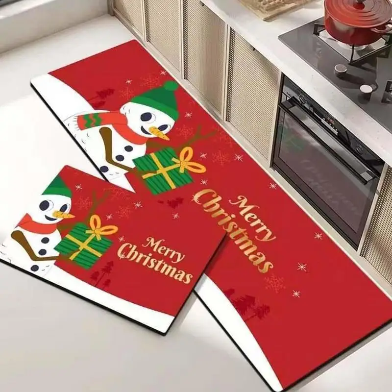 Merry Christmas Carpet for Living Room Home Decor Kitchen Hallway Balcony Rugs Flannel Bedroom Entrance Doormat