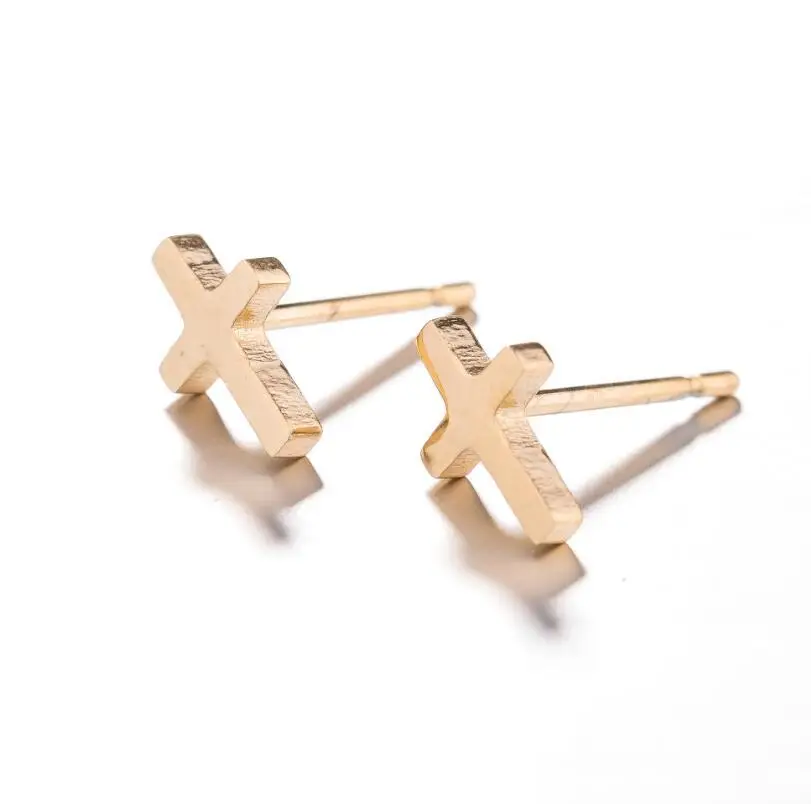 Stainless Steel Women Cross Earrings Fashion Punk Cross Cartilage Stud Earrings Jewelry Aretes De Mujer Modernos 2023