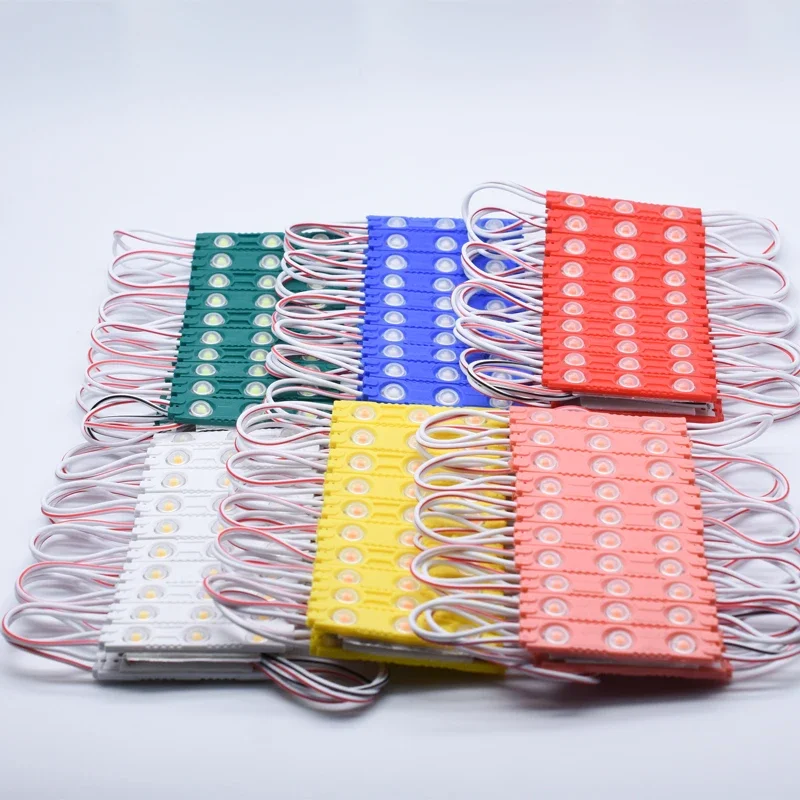 20Pcs 12V SMD 3 LED Module Injection White Waterproof IP65 Decorative 2835 Strip Bar Light Lamp Warm White Red Green Blue Pink