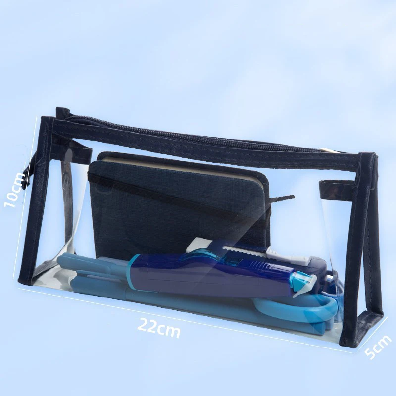 1pc Large Capacity Pencil Case PVC Waterproof Transparent Zipper Portable Makeup Bag