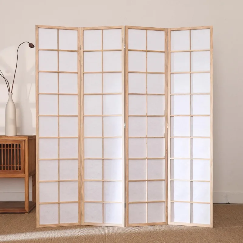 Japanese-style solid wood screen partition folding screen simple modern living room bedroom tea room office live broadcast backg