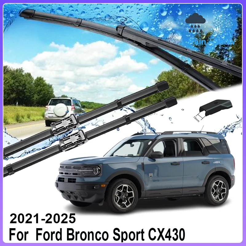 

For Ford Bronco Sport CX430 2024 Accessories Parts 2021~2025 Rubber Window Windshield Windscreen Wipers Brushe Car Wipers Blades
