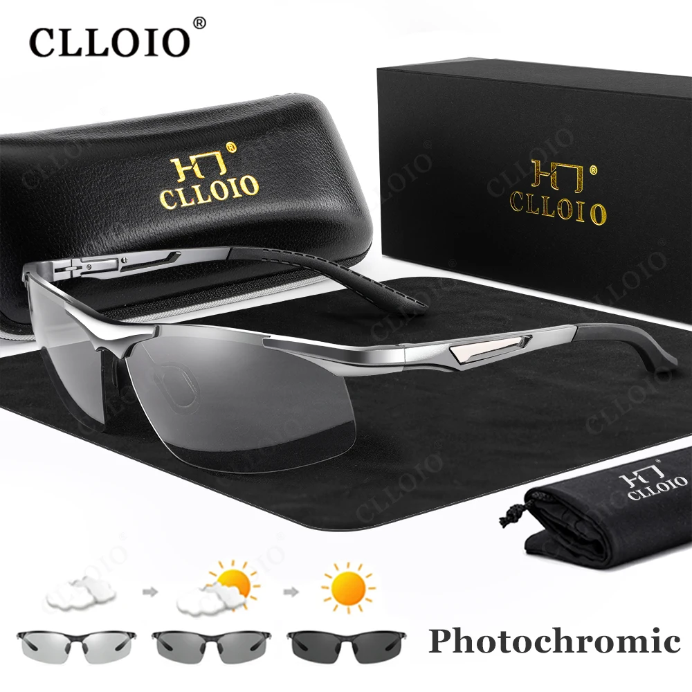 

CLLOIO Photochromic Sunglasses Men Day Night Driving Polarized Glasses Aluminum Anti-Glare Fishing Chameleon Sun Glasses UV400