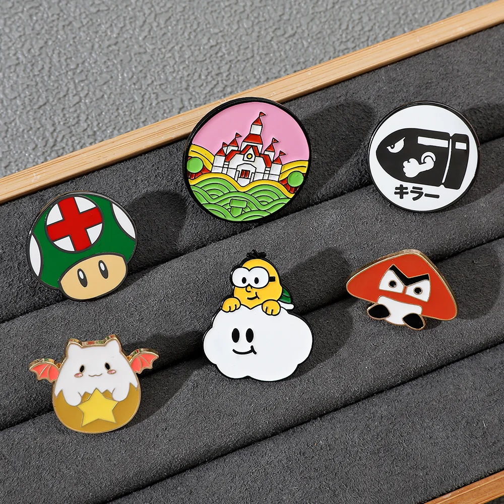 Super Mario Serie Broche Anime Randapparatuur Pad Emaille Pin Accessoires Toepasbaar Op Kleding Rugzak Pin Decoratie Sieraden