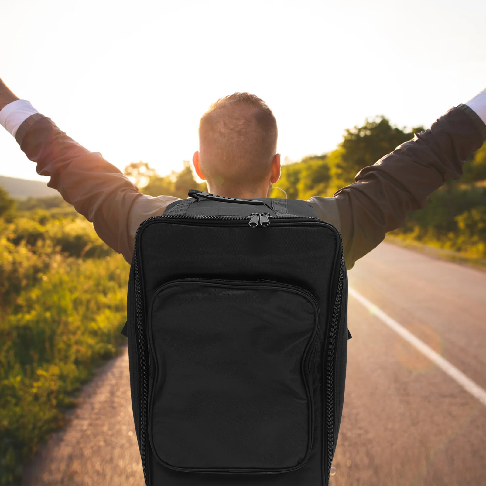 

1pc Cotton Lined Drum Bag Double Shoulder Backpack Black Waterproof Storage Pouch Large Capacity Portable Drum Accessory