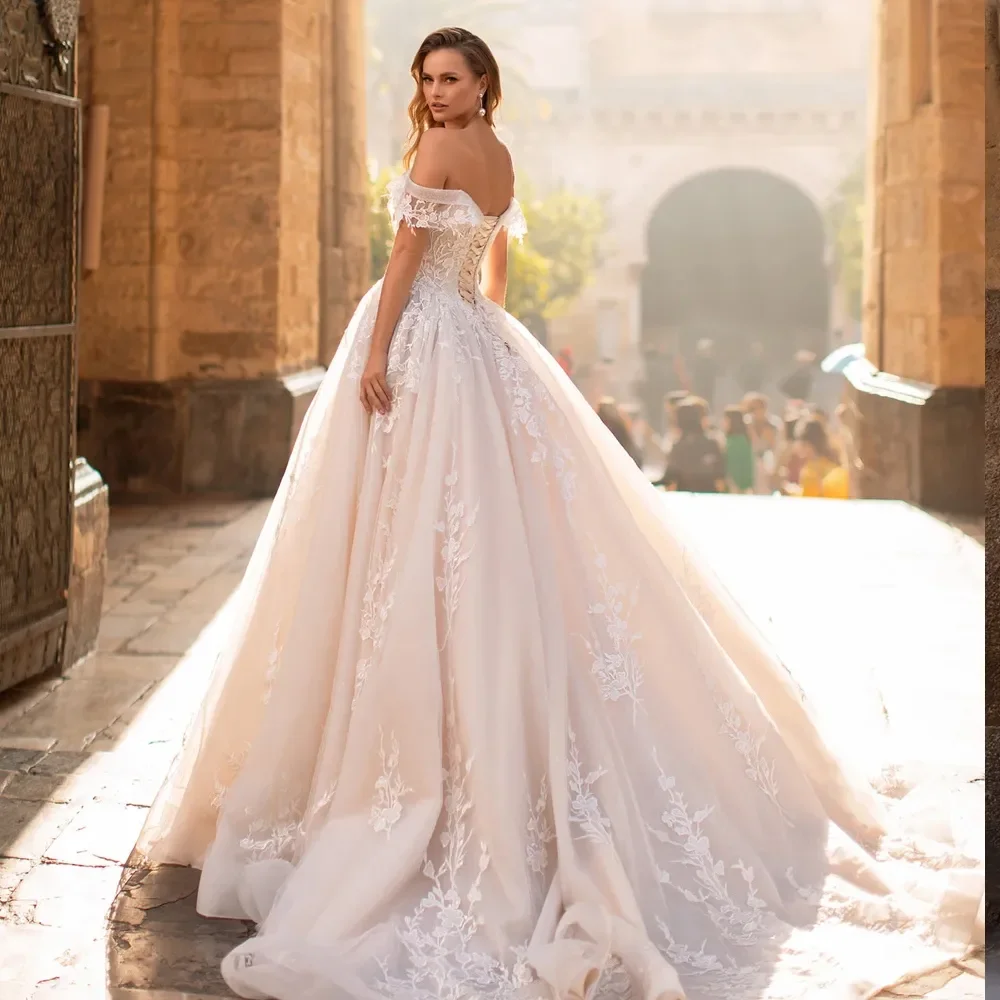 Vestido de novia de lujo con cuello en V y espalda descubierta, vestido de novia bohemio, elegante, romántico, largo hasta el suelo, para jardín al aire libre