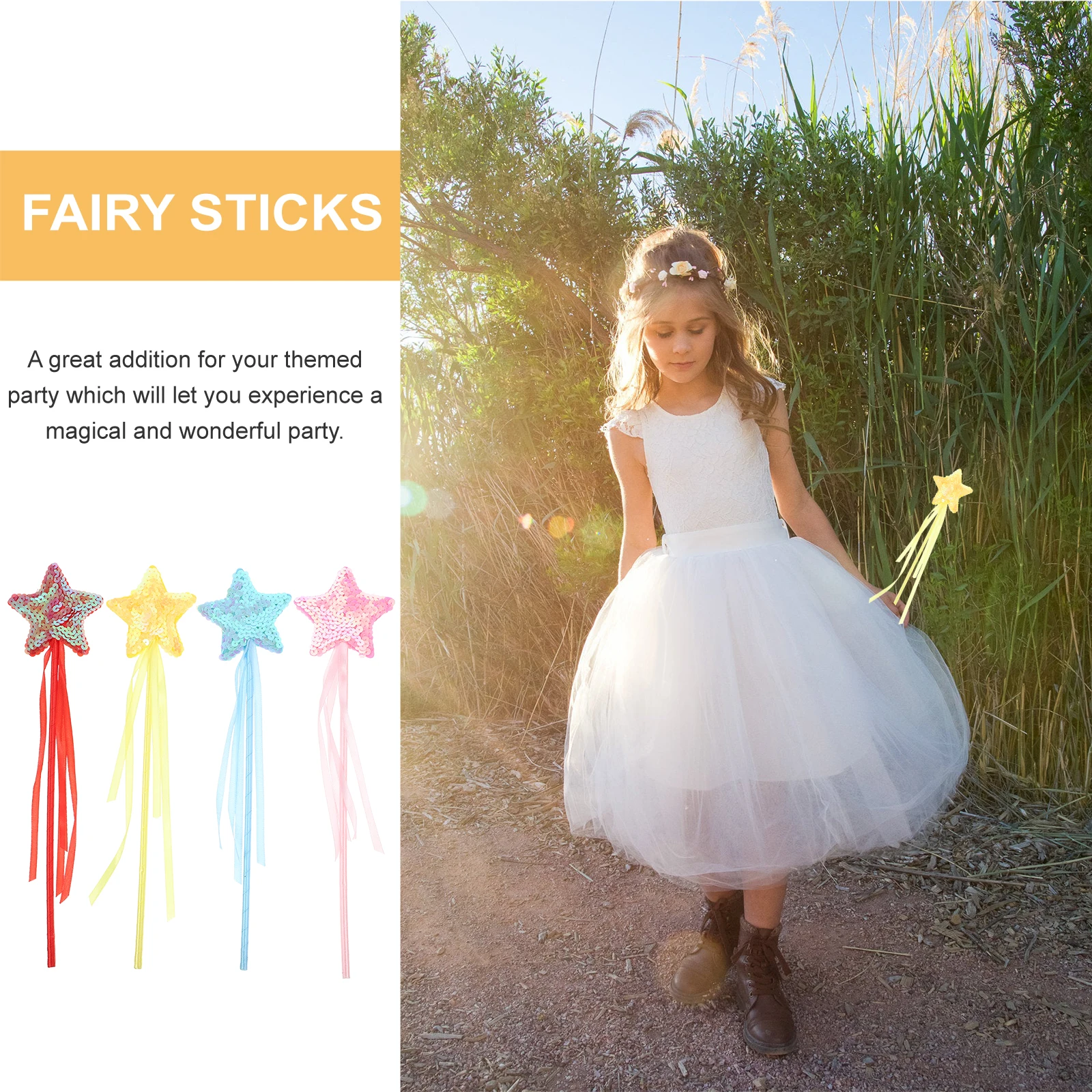 

4Pcs Pentagram Fairy Wand Star Shaped for Little Girls Party Favors Angel Themed Event Decorations Bright Colors