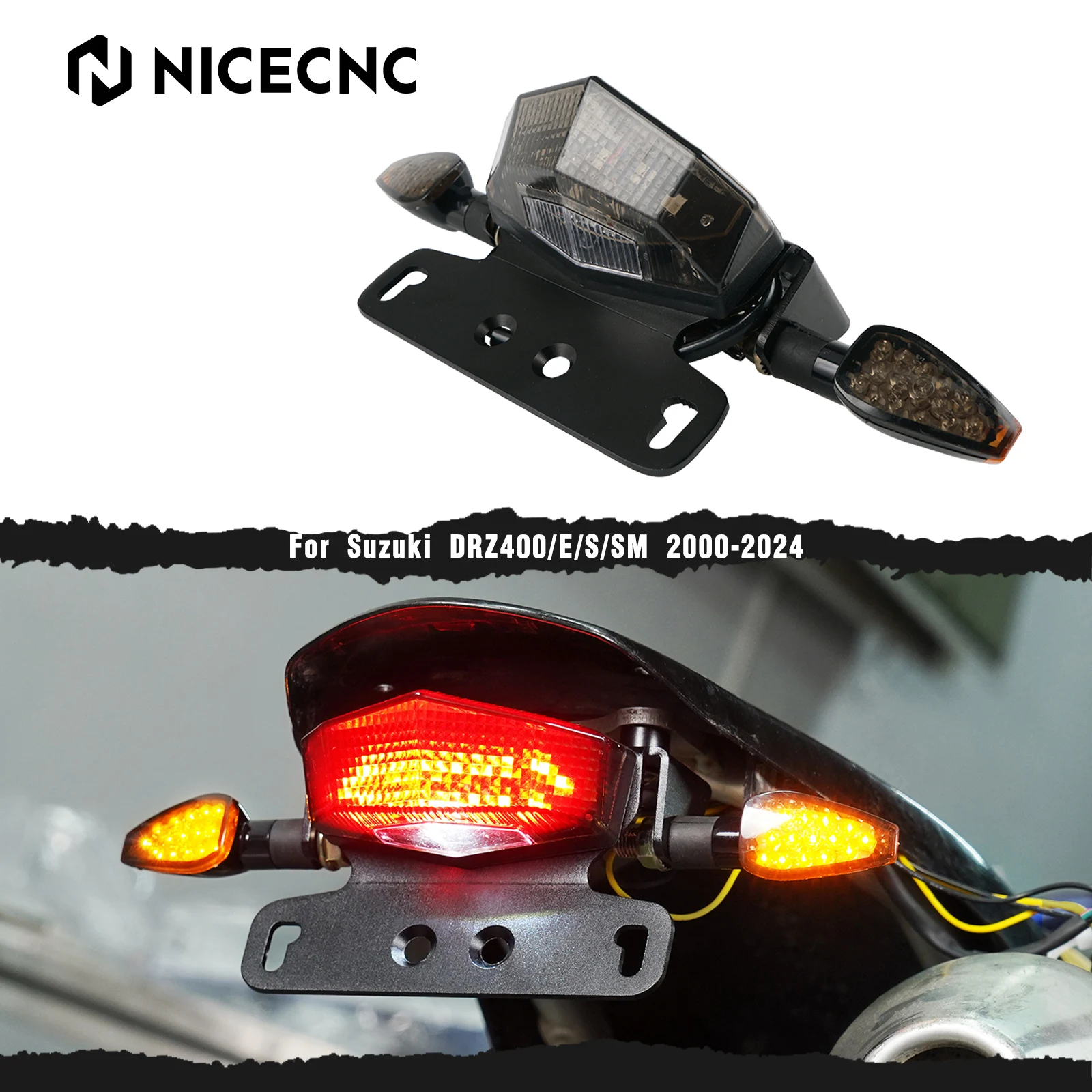 

Motorcycle License Plate Holder Brake Light Turning Signal Kit For SUZUKI DR-Z 400S DRZ400S DRZ 400S 2000-2024 2018 2017 2016
