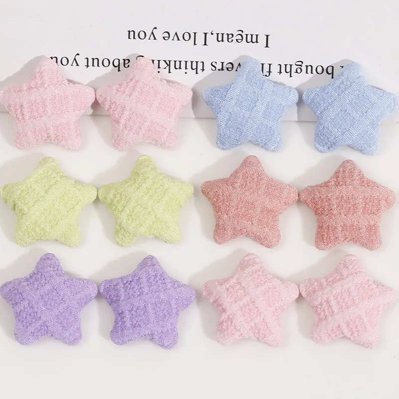 

Free Shipping 100pcs 21mm Handmade Fabric Flatback Kawaii Stars Buttons Fit Garment Ornament Accessories Hair Clip Pin Decor
