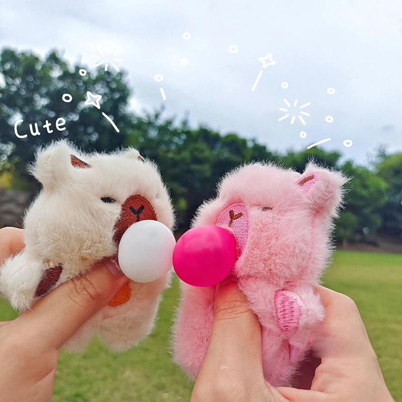 Squeeze Capybara Bubble Keychain Adult Children Creative Decompression Tool For Releasing Pressure Cute Animals Pendant