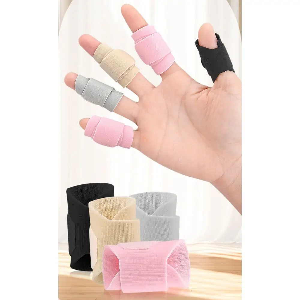 5PCS Lycra Cloth Finger Splint Black Grey Beige Pink Adjustable Finger Support Brace Tie Strap Bandage Sports Safety