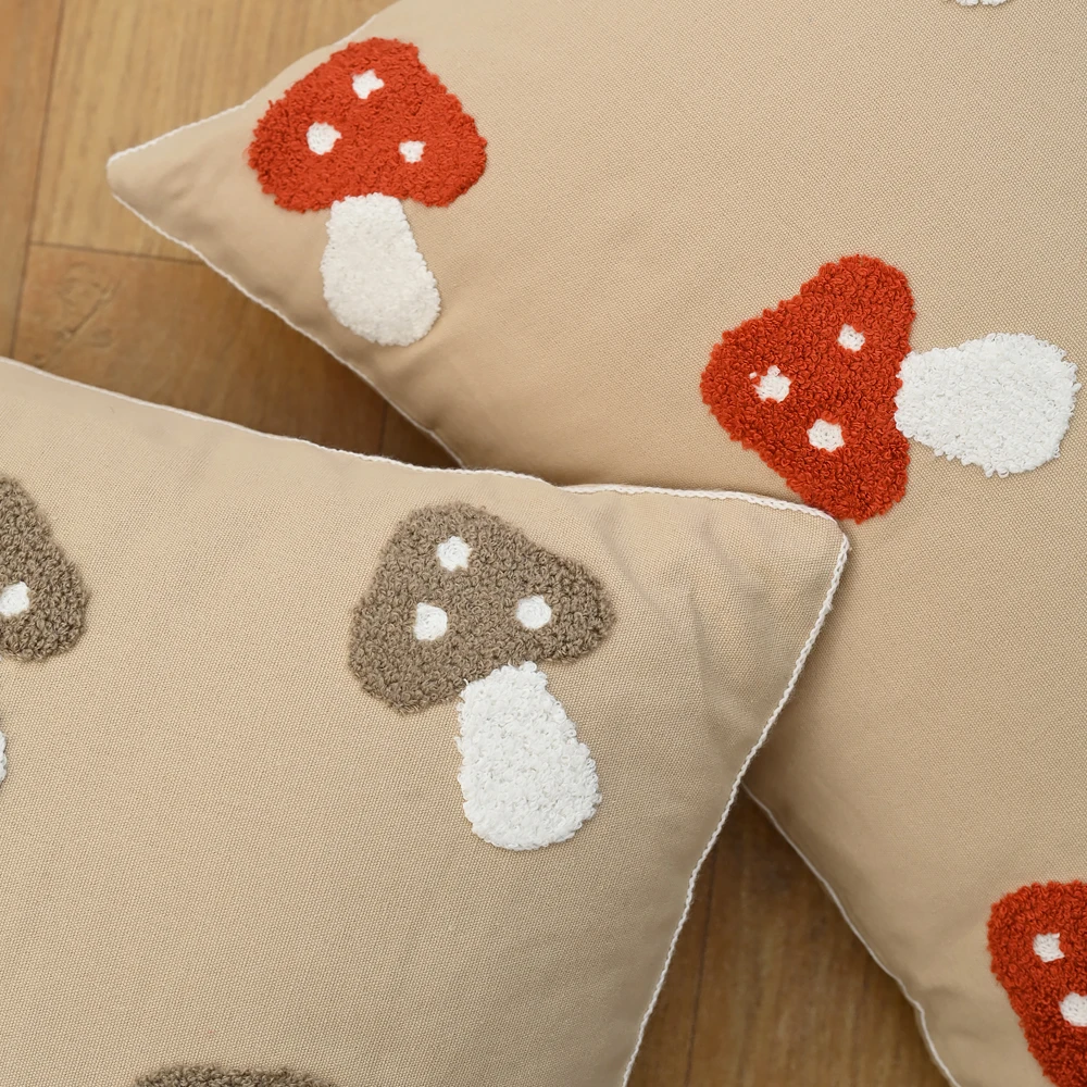 BUYNOW الفطر المطرزة المخدة ريفي خمر الأمريكية غطاء الوسادة غرفة نوم المنزل السرير السرج ديكور cojines الفقرة سالا #6