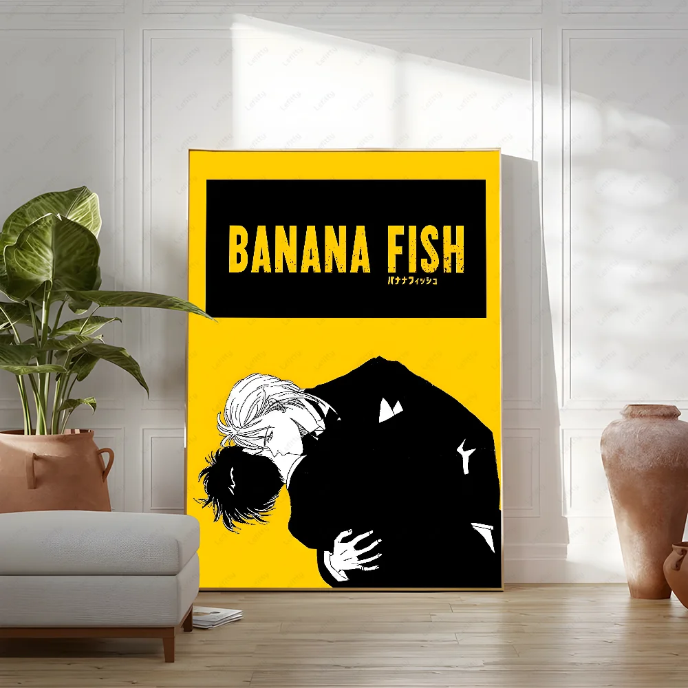 B-BANANA F-FISH Anime Boy Cartoon Poster Sticky Wall Art Printing Waterproof Home Living Bed Room Bar Aesthetic Decor