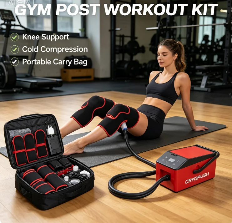 Postoperative rehabilitation equipment, cold compress system, and cryotherapy machine for knee joint sports injuries