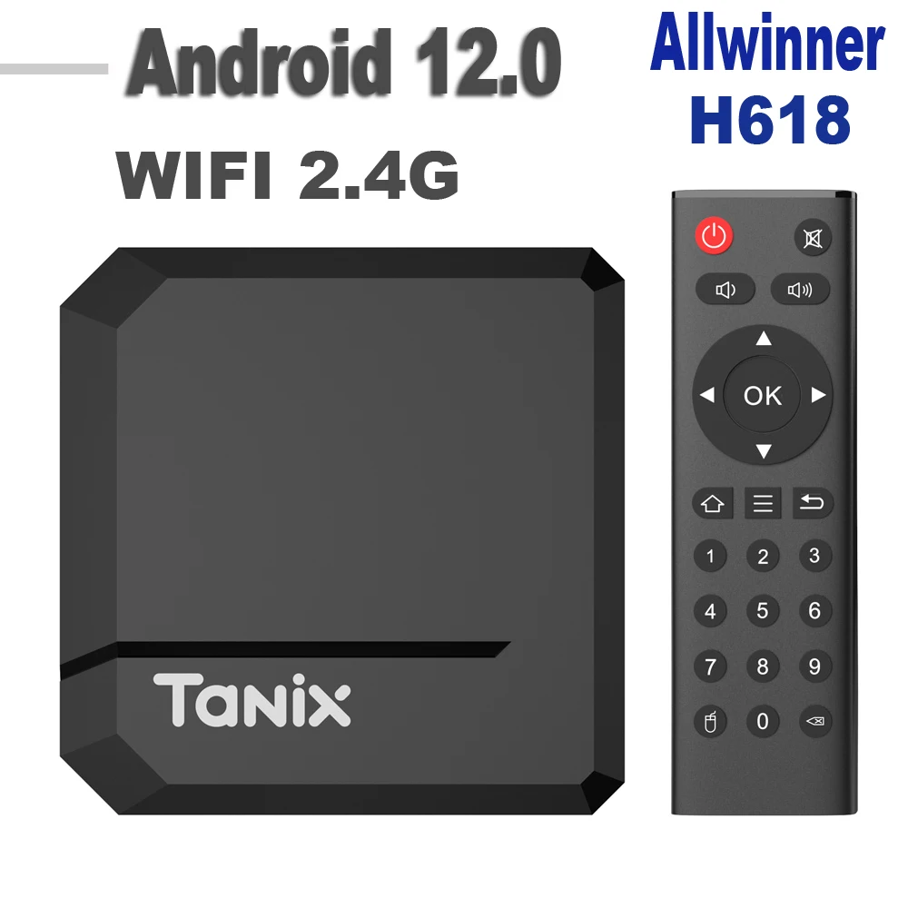 Tanix TX2 Android 12 TV Box Quad Core Allwinner H618 8K 2.4G Wifi RAM 2GB ROM 16G Global Media Player