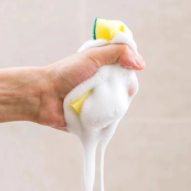食器洗いスポンジブロック、たわし、キッチン掃除兼用、両面耐久性厚手クロス、ブラシポット、スポンジ拭き