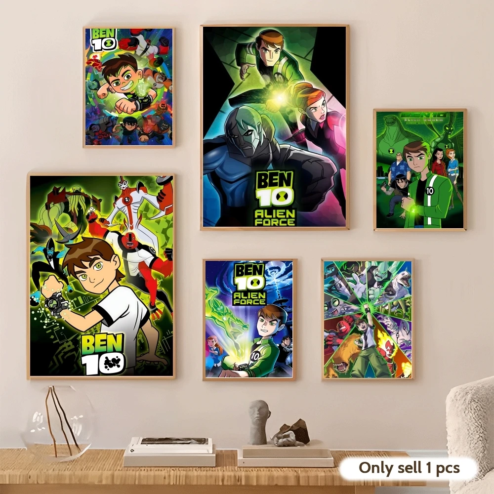 B-Ben 10 Alien Force Anime Poster Decorative Wall Art Stickers Mural Photo Print for Home Living Room Hallway Decor