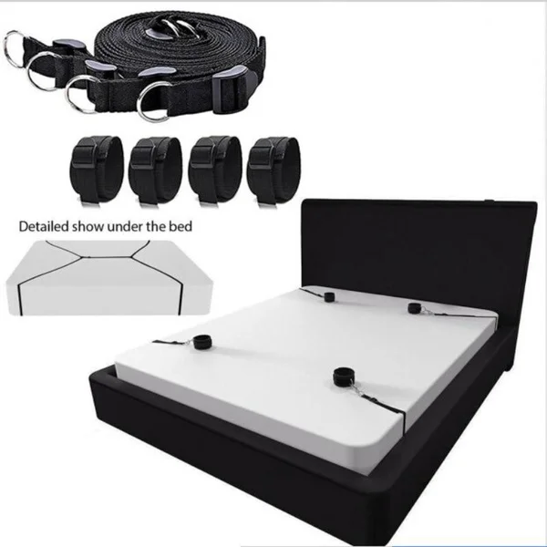 

Bdsm Bondage Set Bed Restraint Strap System Adults Wrists & Ankle Cuffs Sex Toys for Woman Couples