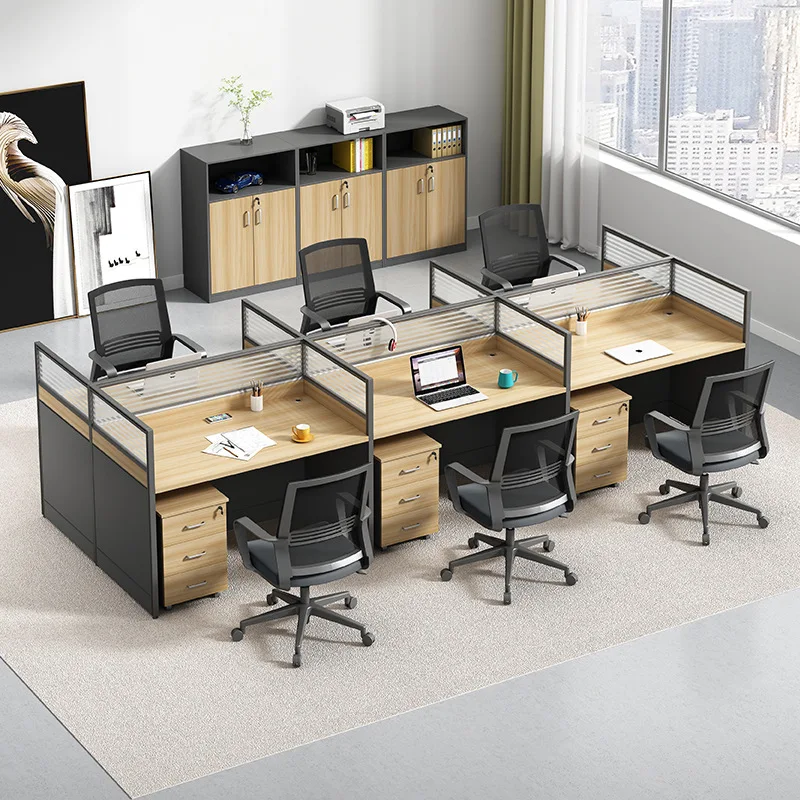 Four person office desk simple modern financial office desk and chair combination