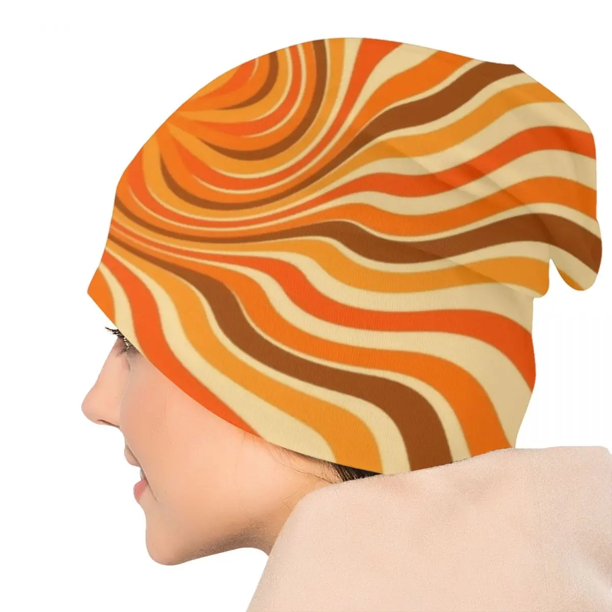 Retro Hippies Swirl Twist Skullies Beanies Caps Hip Hop Winter Warm Men Women Knitting Hat Unisex Abstract Geometric Bonnet Hats