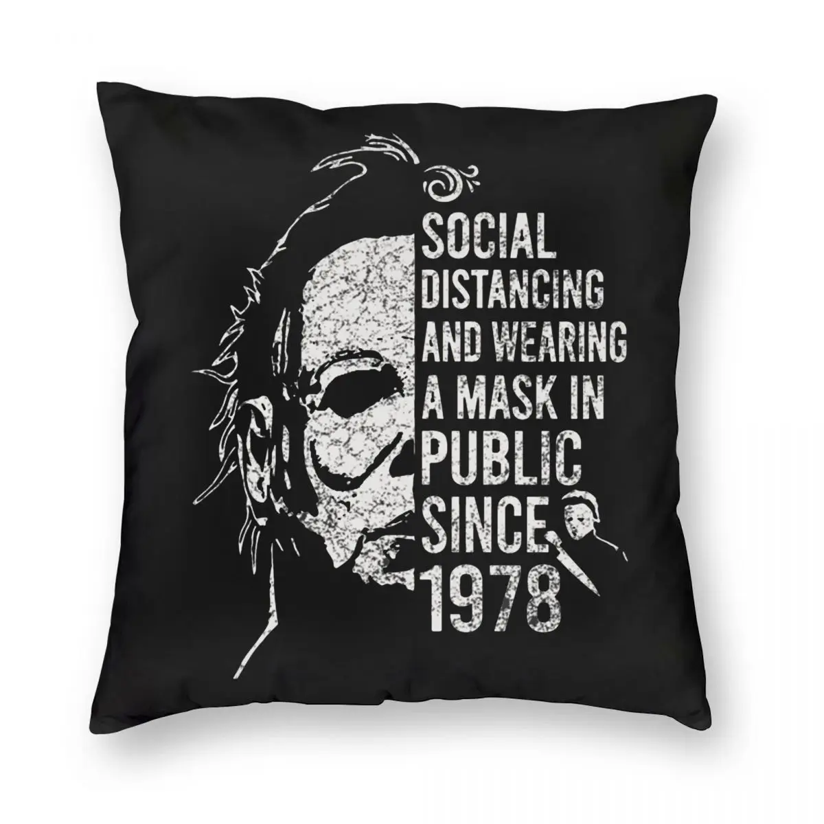 Michael Myers Social Distancing 1978 Pillowcase Printed Polyester Cushion Cover Decor Throw Pillow Case Cover Home 40*40cm