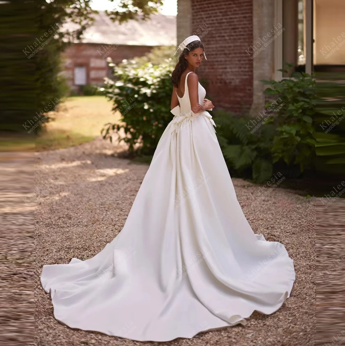 Modern Wedding Dresses Satin Bridal Gowns Sleeveless Backless Robes Bow Decoration Charming Vestidos De Novia Customized 2026