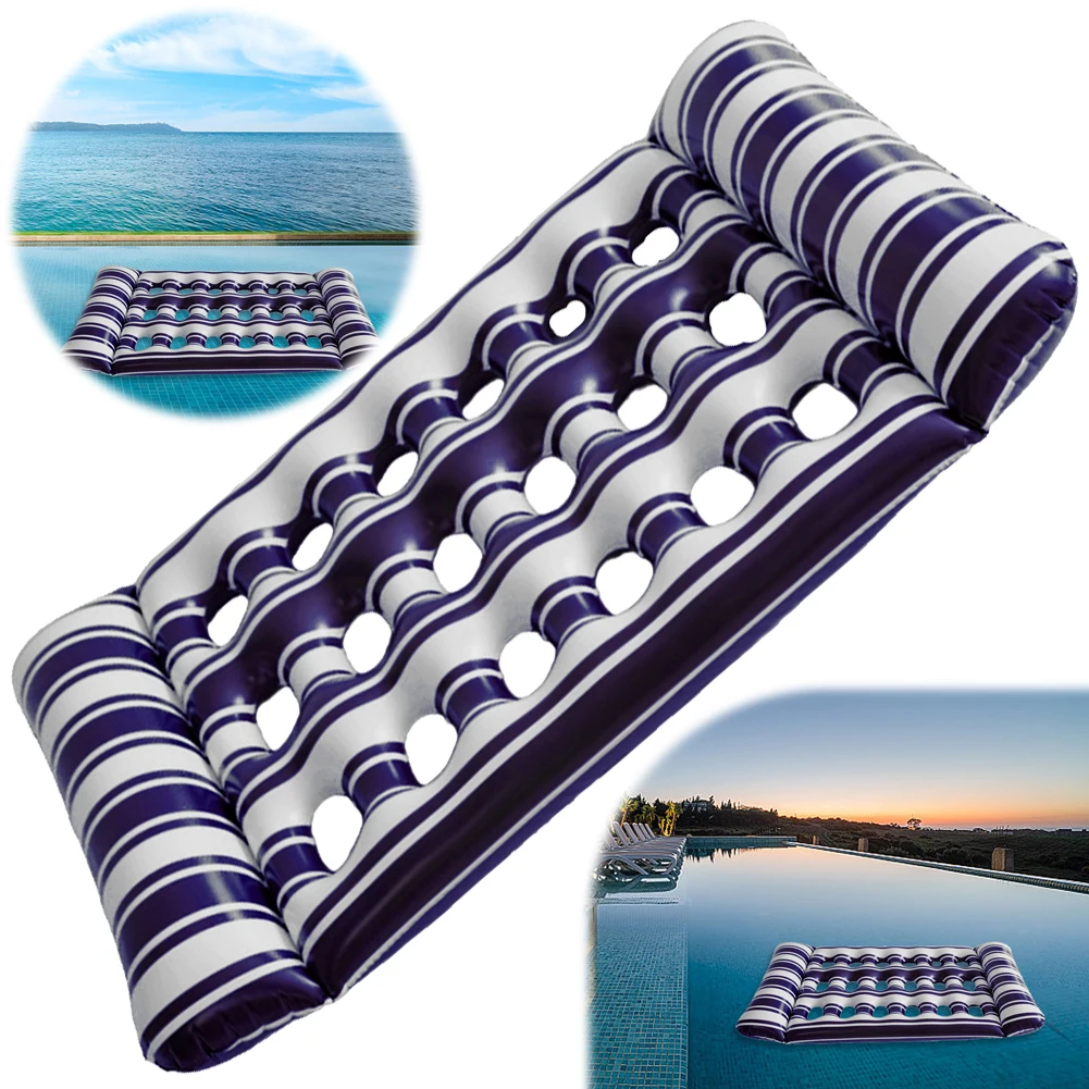 Inflatable Floating Bed Portable Inflatable Water Sleeping Bed Foldable Floating Lounger Air Mattress for Swimming Pool Party