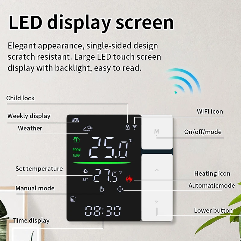 Minco Heat NEW Button Version Thermostat 3A/16A for Water/Gas Boiler/Floor Heating Thermostat Support Alice/Alexa/Google Home