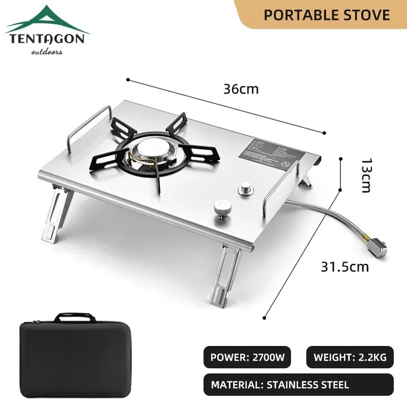 Draagbare lichtgewicht campingklaptafel met afneembaar gasfornuis voor buitenbarbecue, picknickvissen - wandeltafel